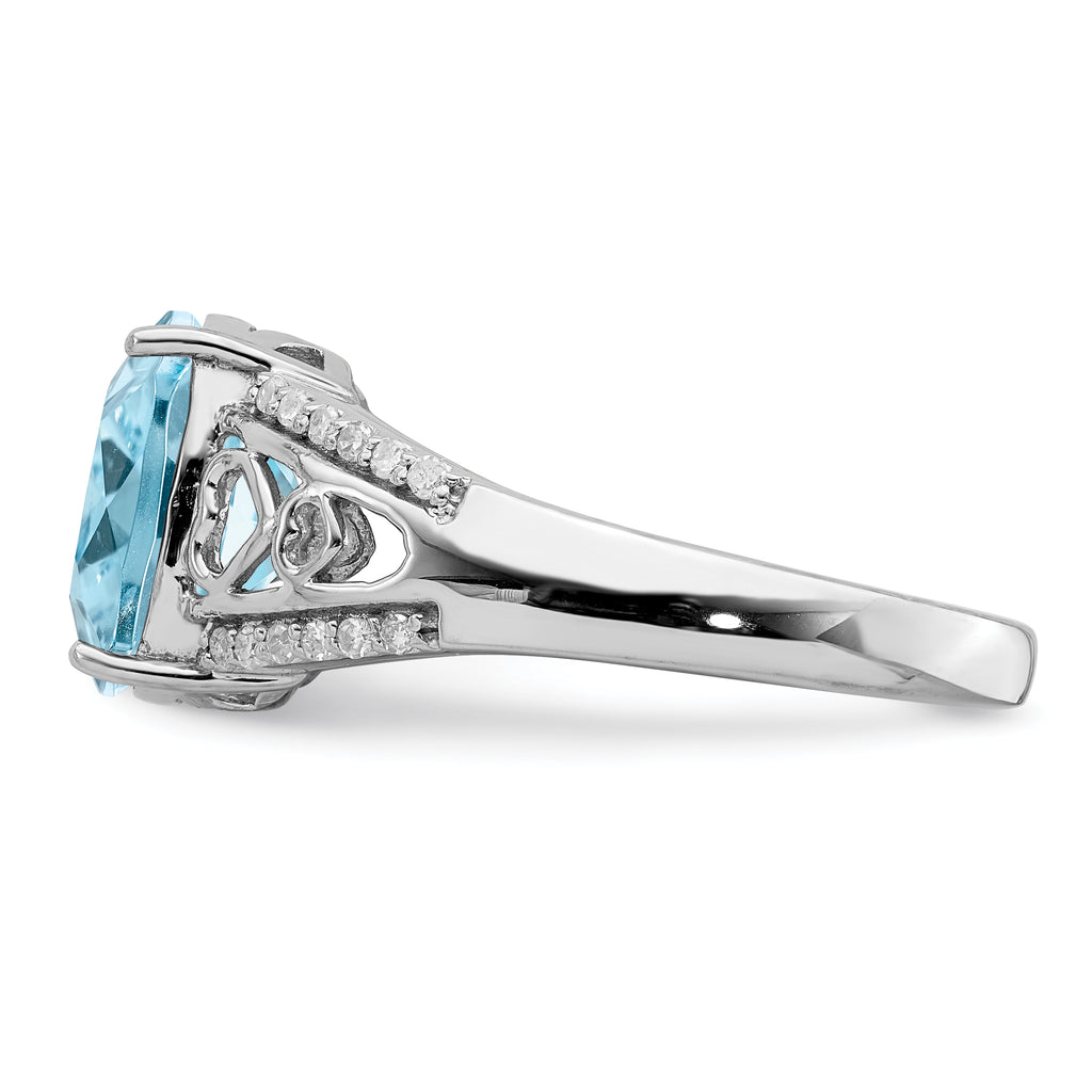 Sterling Silver Rhodium Diam. & Sky Blue Topaz Ring