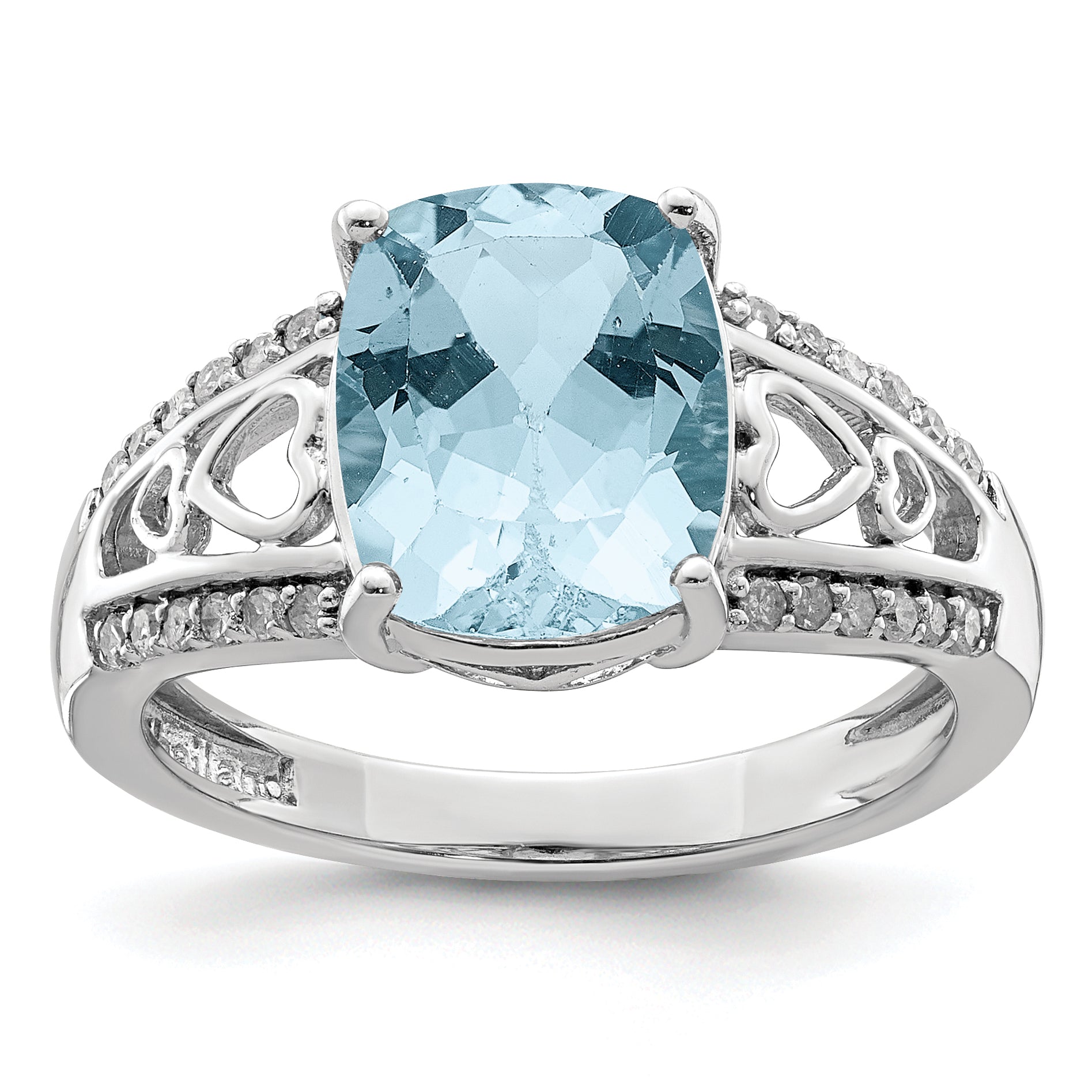 Sterling Silver Rhodium Diam. & Sky Blue Topaz Ring Main image