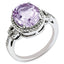 Sterling Silver RH-plated Oval Diamond & Checker-Cut Pink Quartz Ring
