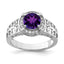 Sterling Silver Rhodium-plated Amethyst & Diamond Ring