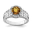 Sterling Silver Rhodium Diam. & Whiskey Quartz Ring