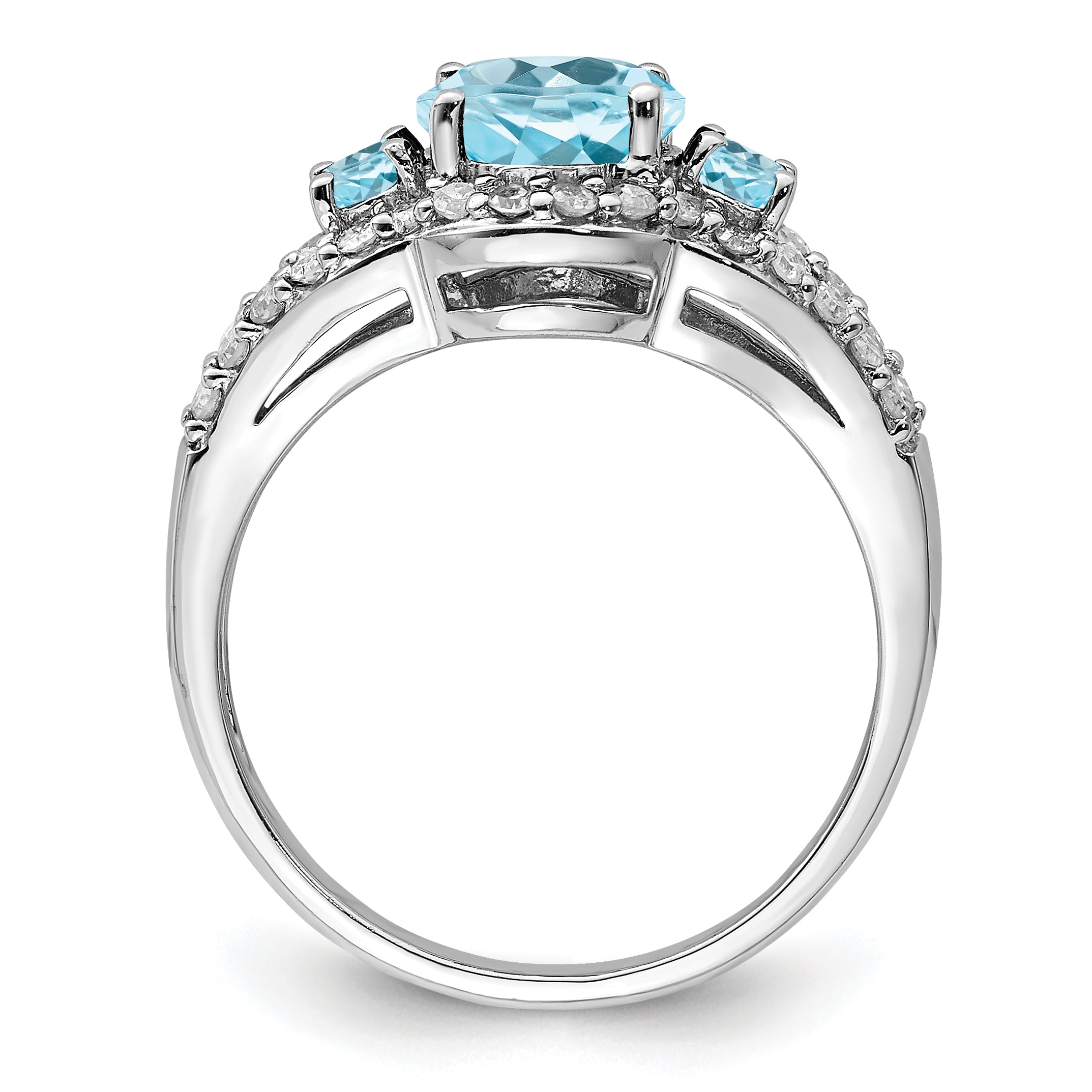 Sterling Silver Rhodium Diam. & Sky Blue Topaz Ring Secondary image
