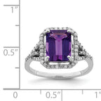 Sterling Silver Rhodium-plated Amethyst & Diamond Ring