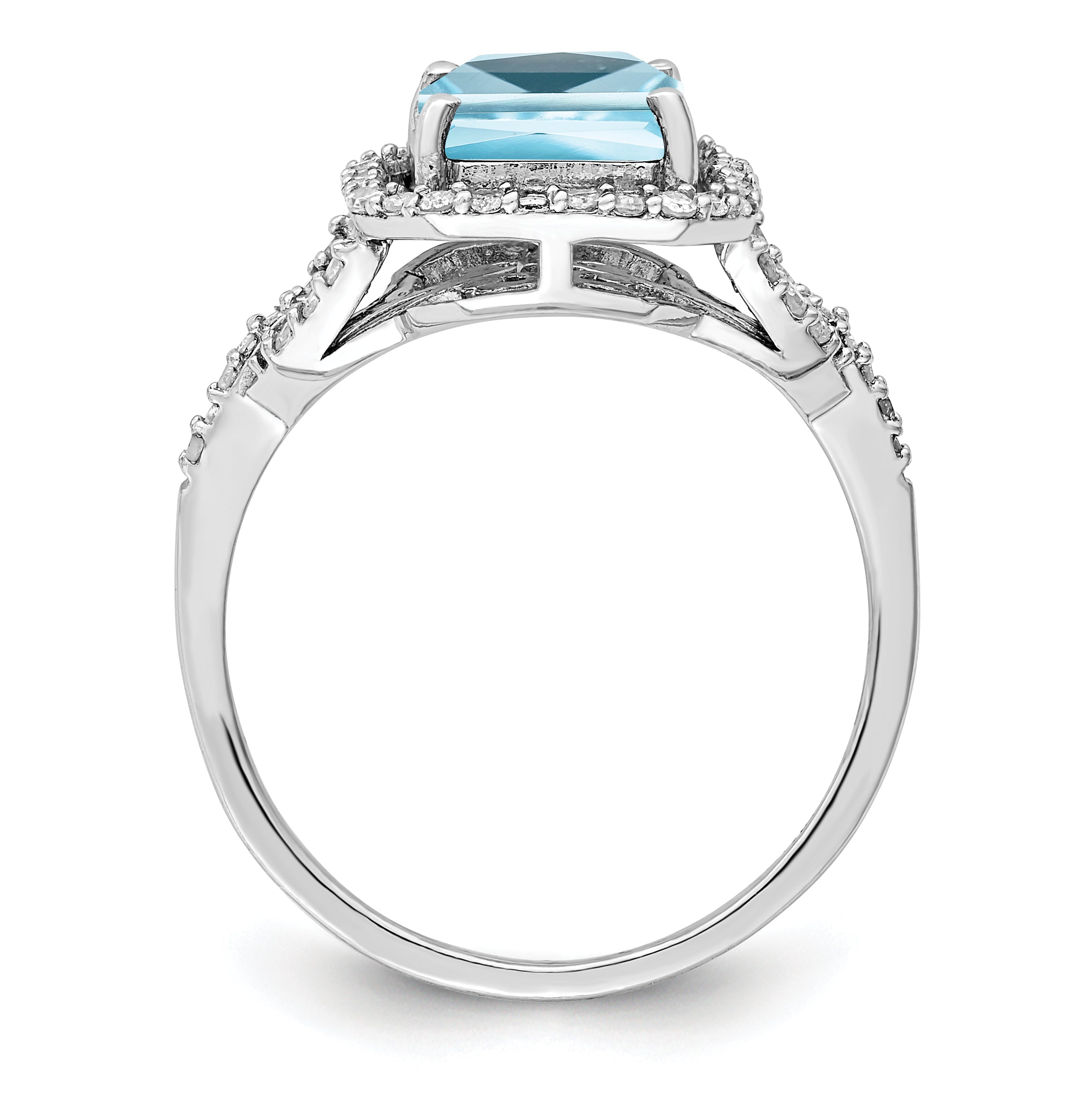 Sterling Silver Rhodium Diam. & Sky Blue Topaz Ring