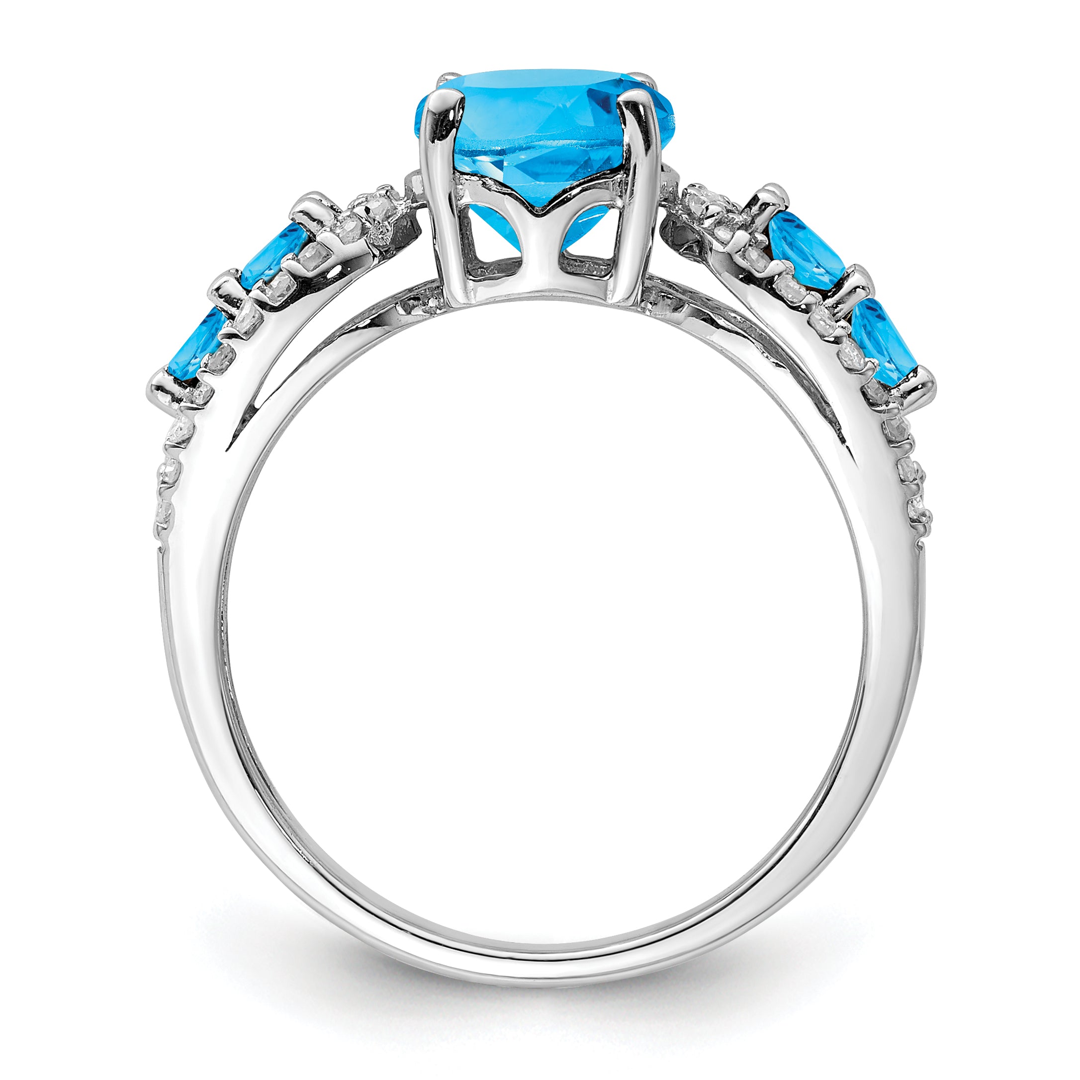 Sterling Silver Rhodium Blue Topaz & Diam. Ring