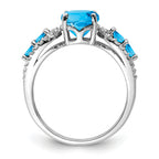 Sterling Silver Rhodium Blue Topaz & Diam. Ring