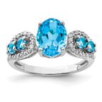 Sterling Silver Rhodium Blue Topaz & Diam. Ring
