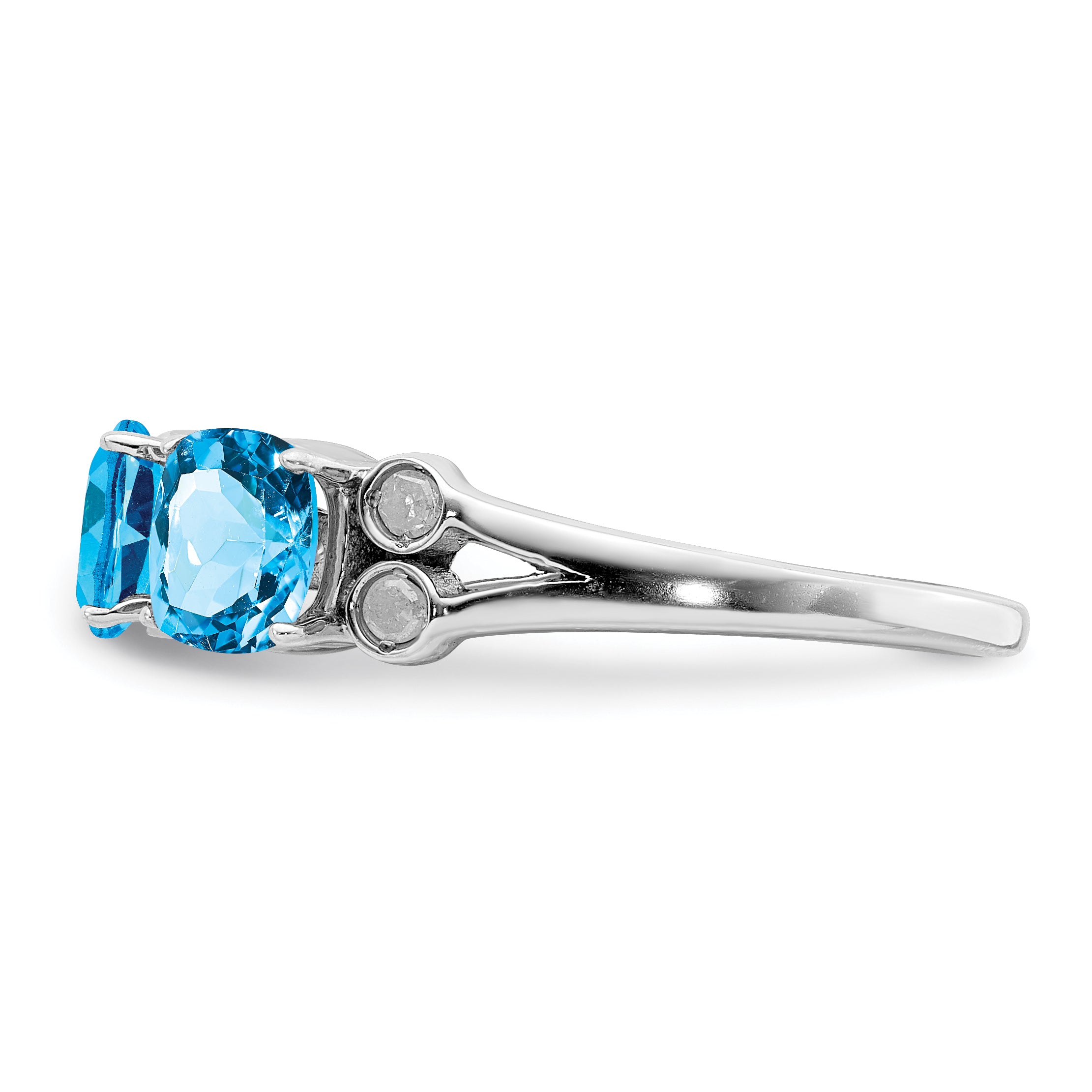 Sterling Silver Rhodium Blue Topaz & Diam. Ring