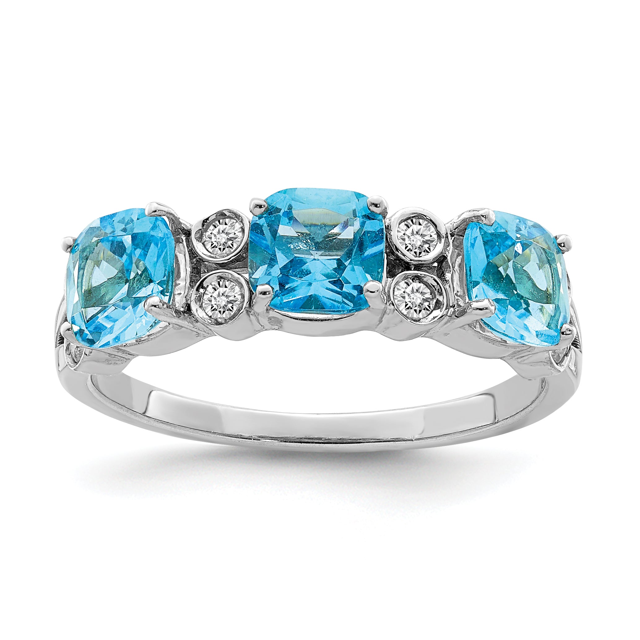 Sterling Silver Rhodium Blue Topaz & Diam. Ring Main image