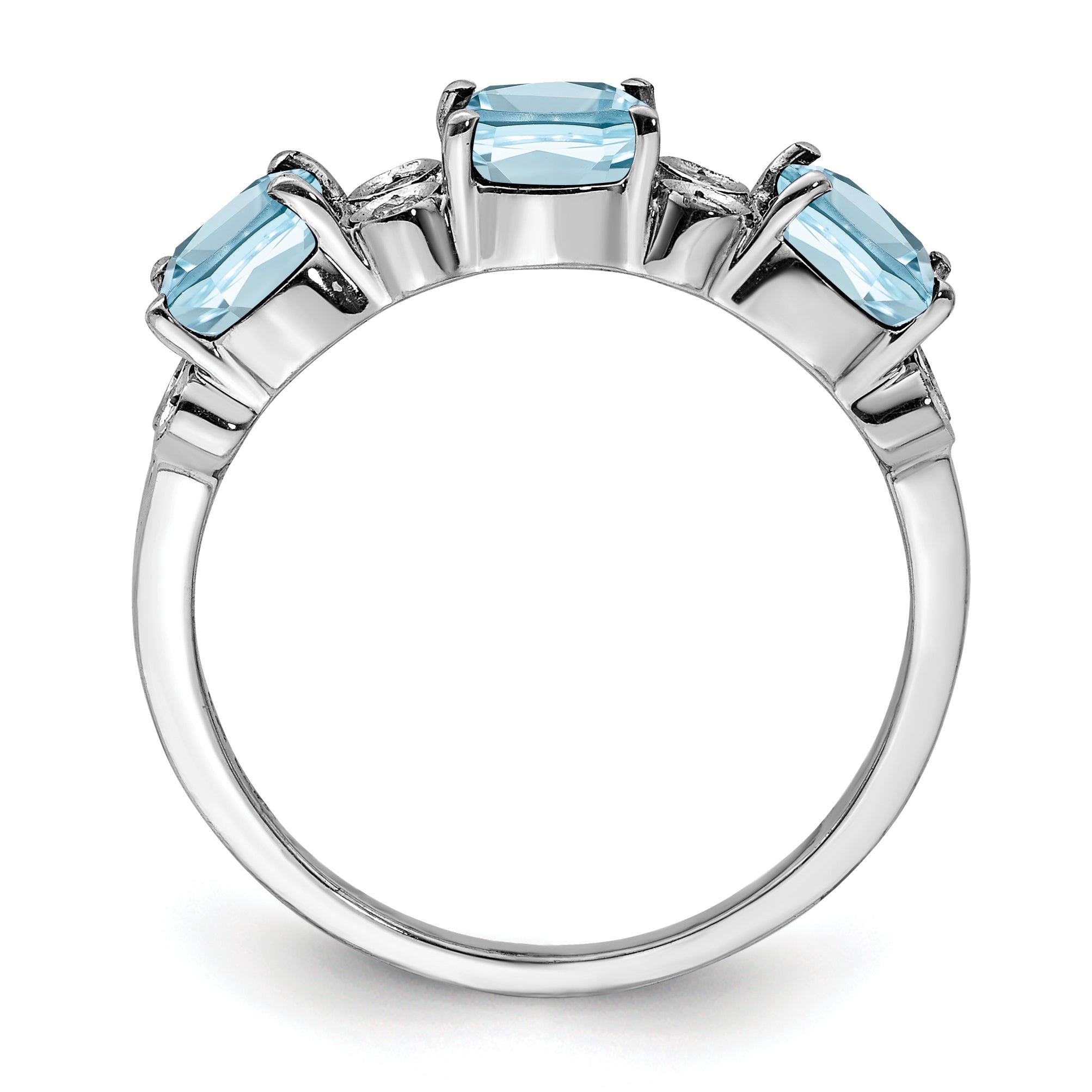 Sterling Silver Rhodium Diam. & Sky Blue Topaz Ring