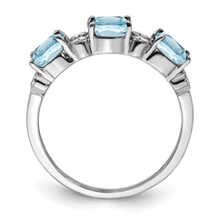 Sterling Silver Rhodium Diam. & Sky Blue Topaz Ring