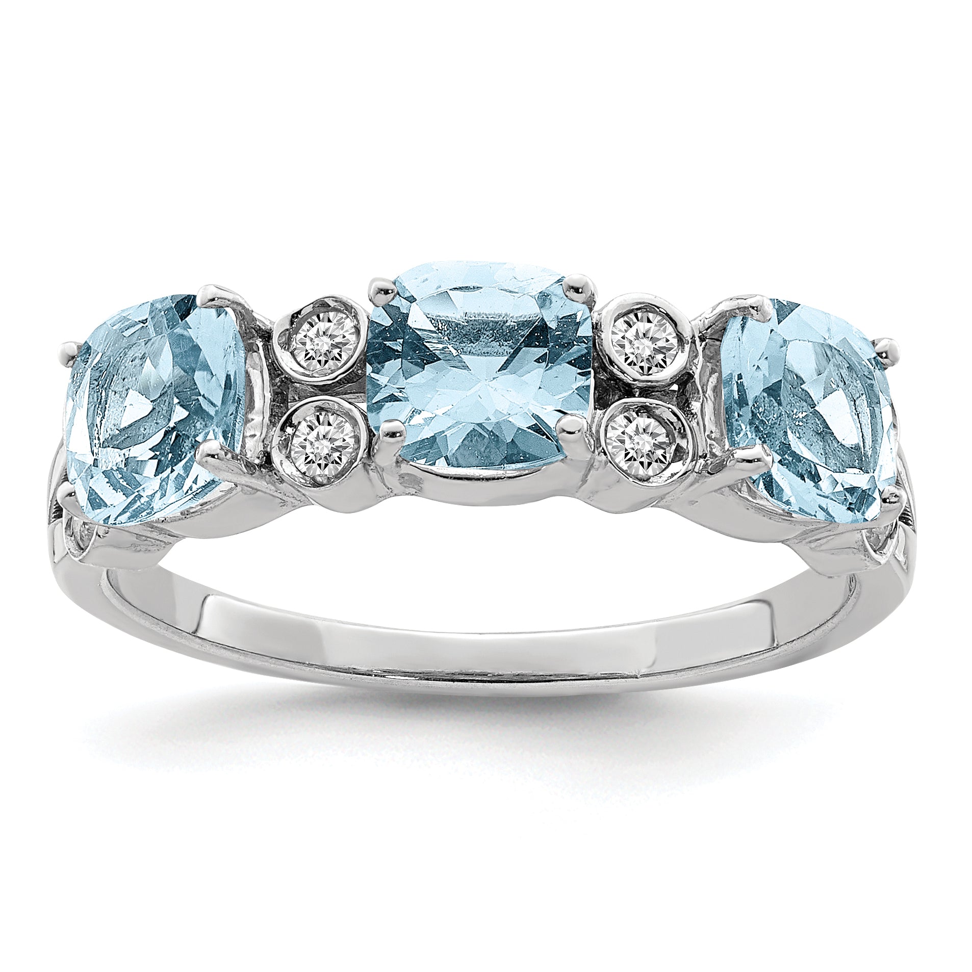 Sterling Silver Rhodium Diam. & Sky Blue Topaz Ring