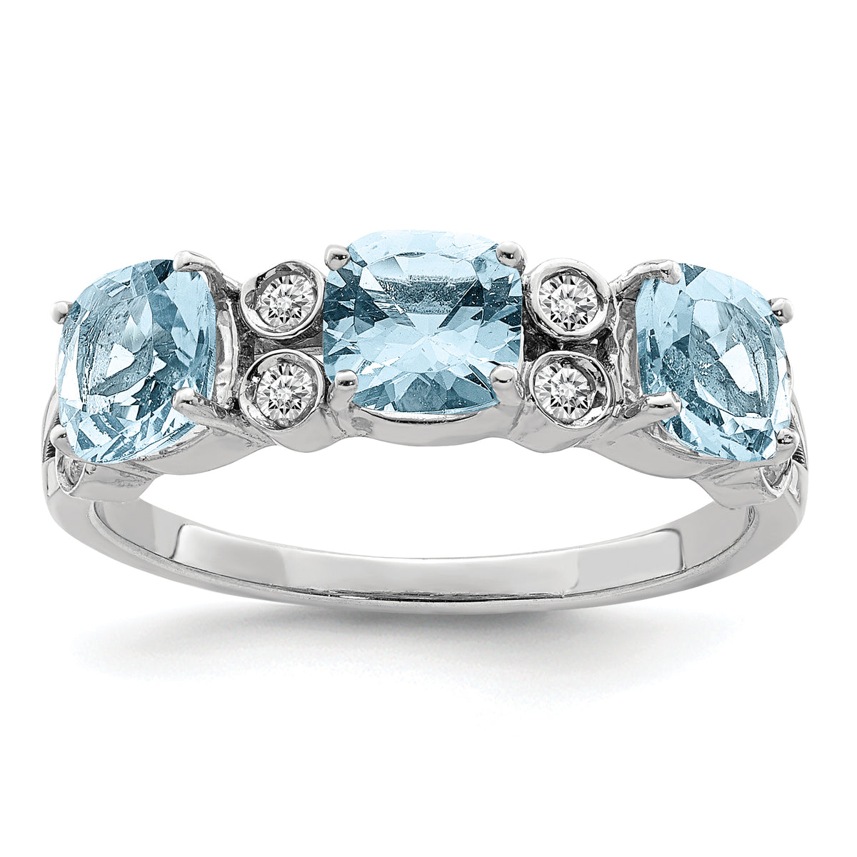 Sterling Silver Rhodium Diam. & Sky Blue Topaz Ring