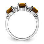 Sterling Silver Rhodium Whiskey Quartz & Diam. Ring