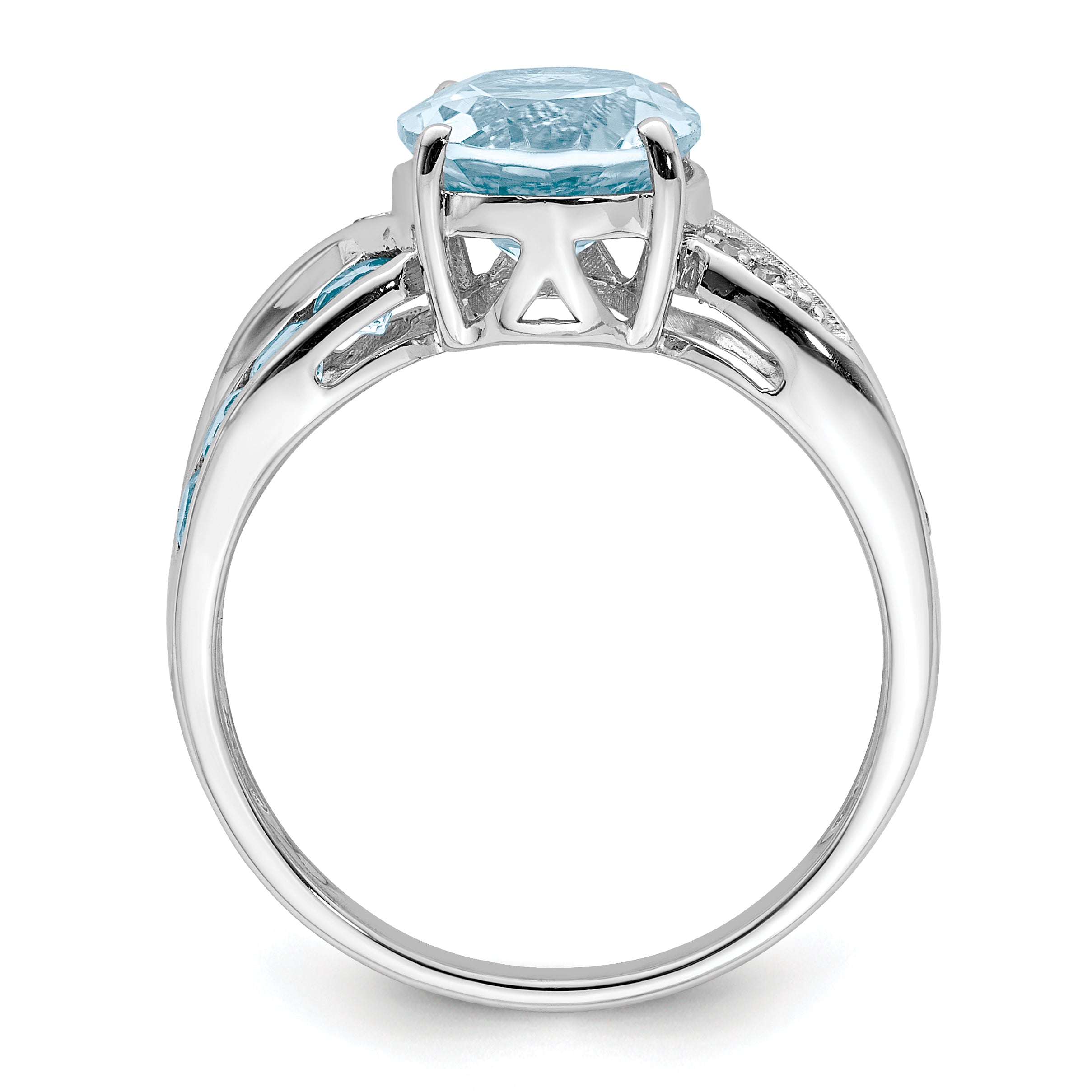 Sterling Silver Rhodium Diam. & Sky Blue Topaz Ring Secondary image