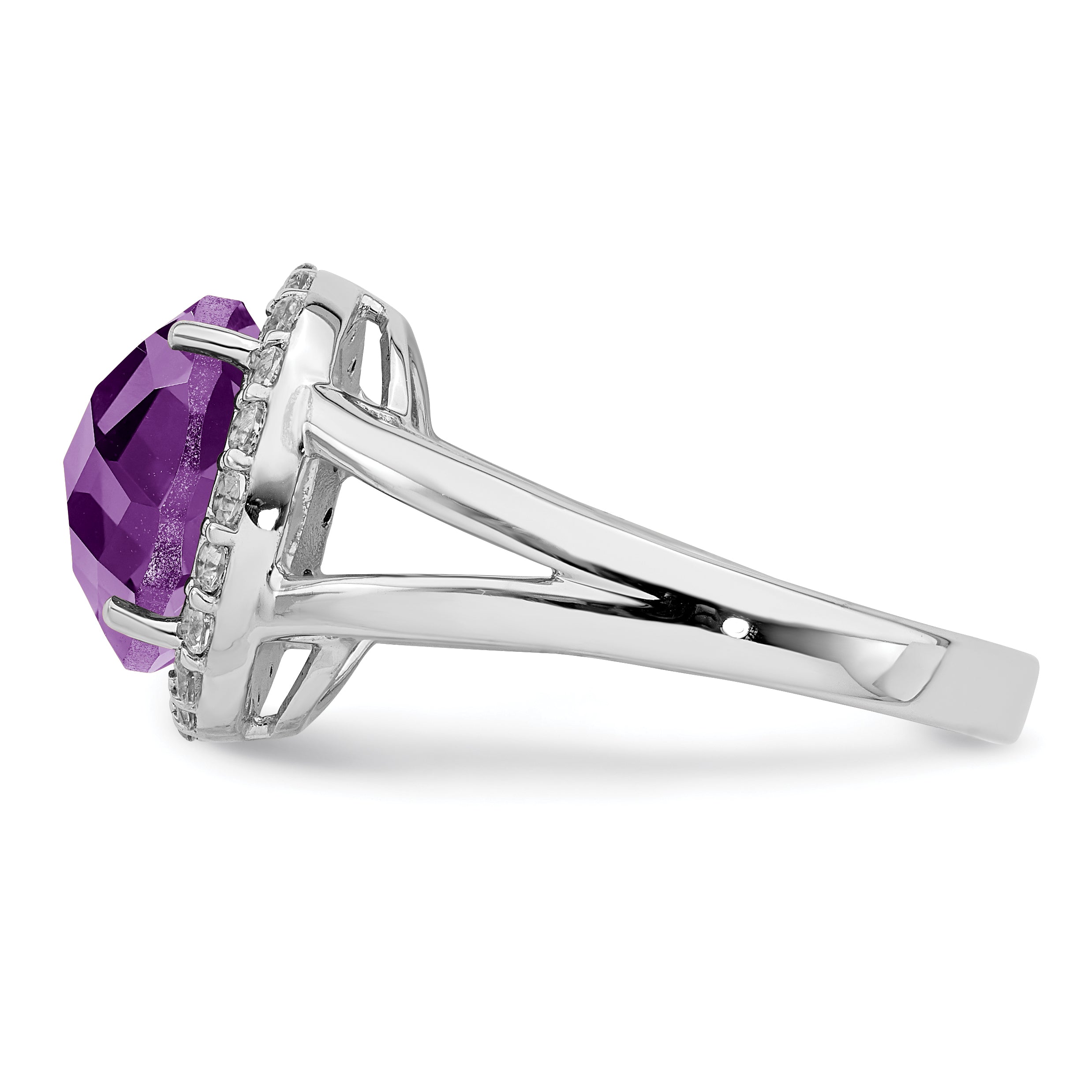 Sterling Silver Rhodium-plated Amethyst & White Topaz Ring