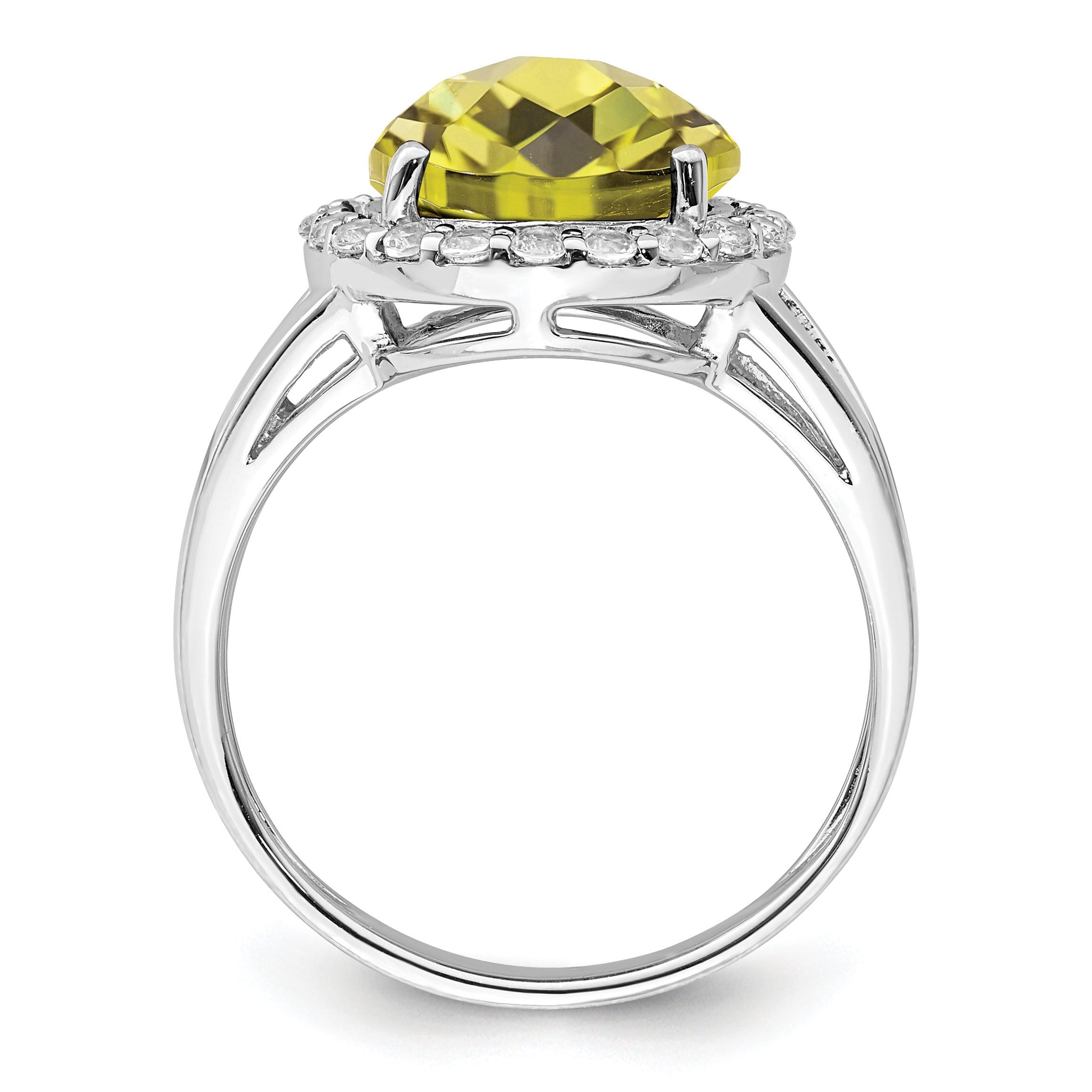 Sterling Silver Rhodium Lemon Quartz & White Topaz Ring Secondary image