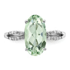 Sterling Silver Rhodium Green Quartz & Diam. Ring