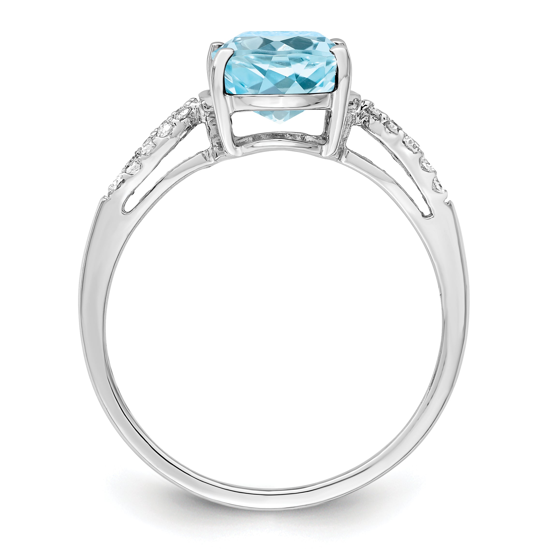 Sterling Silver Rhodium Sky Blue Topaz & Diam. Ring