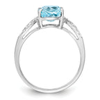 Sterling Silver Rhodium Sky Blue Topaz & Diam. Ring