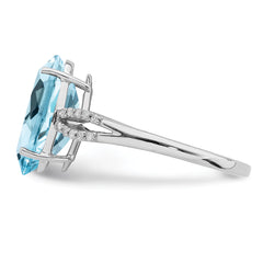 Sterling Silver Rhodium Sky Blue Topaz & Diam. Ring