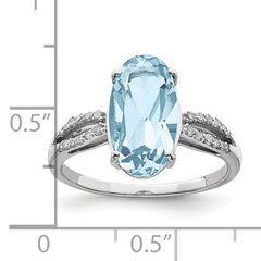 Sterling Silver Rhodium Sky Blue Topaz & Diam. Ring