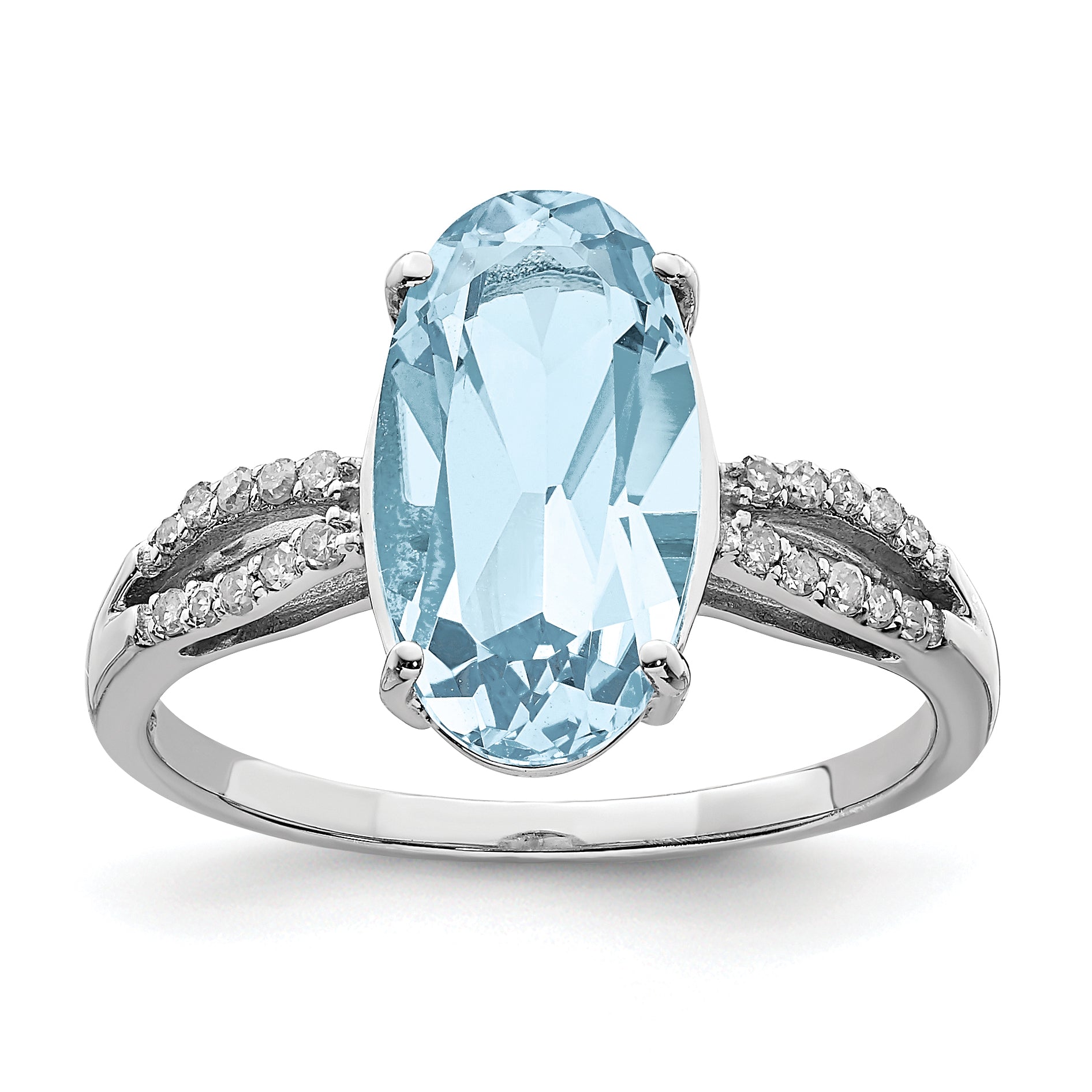 Sterling Silver Rhodium Sky Blue Topaz & Diam. Ring Main image