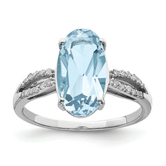 Sterling Silver Rhodium Sky Blue Topaz & Diam. Ring