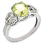 Sterling Silver Rhodium-plated Oval Diamond & Lemon Quartz Ring