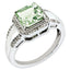 Sterling Silver Rhodium-plated Diamond & Green Quartz Ring