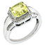 Sterling Silver Rhodium-plated Square Diamond & Lemon Quartz Ring
