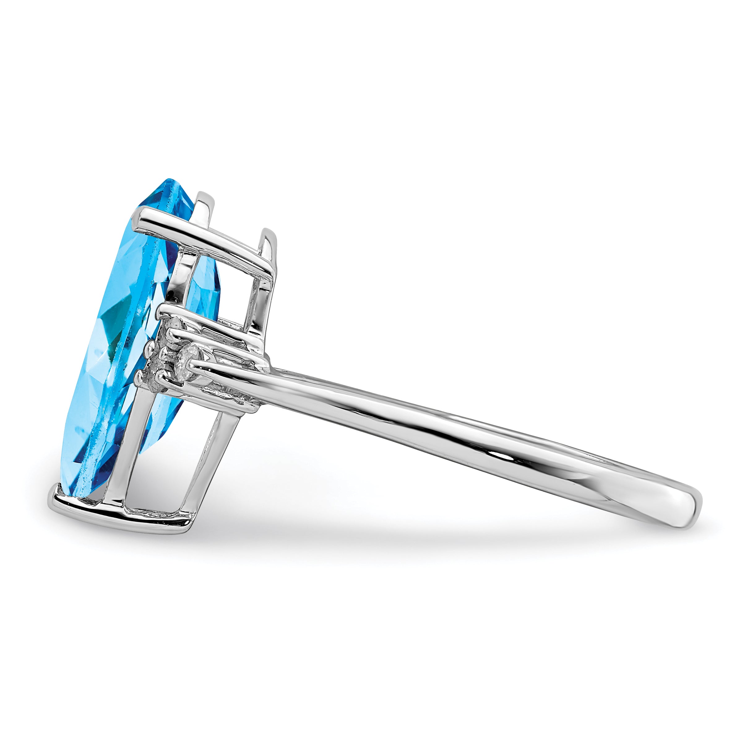 Sterling Silver Rhodium Blue Topaz & Diam. Ring