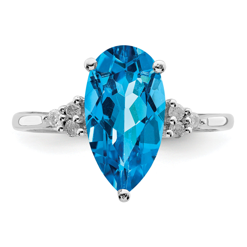 Sterling Silver Rhodium Blue Topaz & Diam. Ring