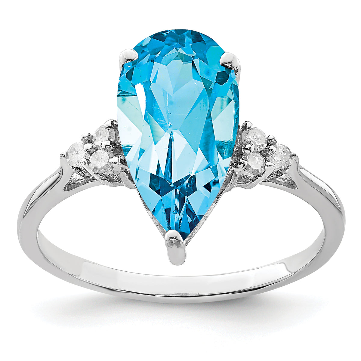 Sterling Silver Rhodium Blue Topaz & Diam. Ring