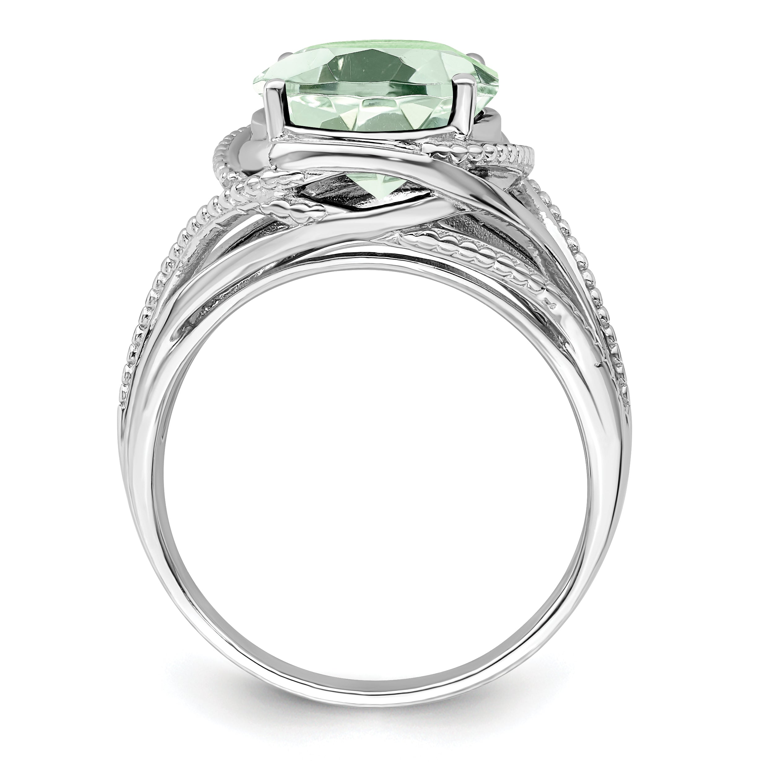 Sterling Silver Rhodium Green Quartz Ring Secondary image