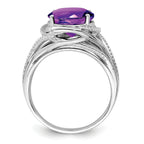 Sterling Silver Rhodium-plated Amethyst Ring
