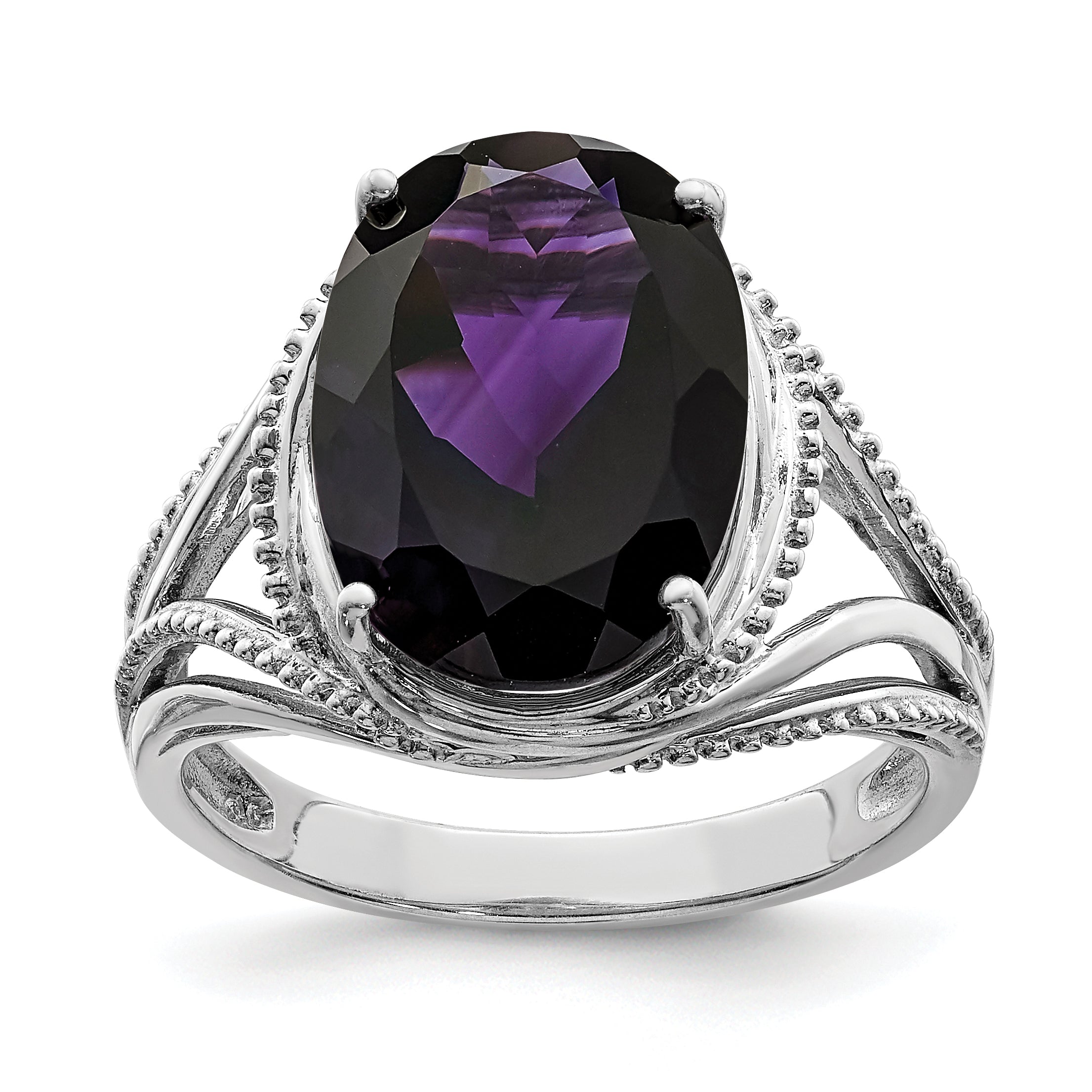 Sterling Silver Rhodium-plated Amethyst Ring Main image