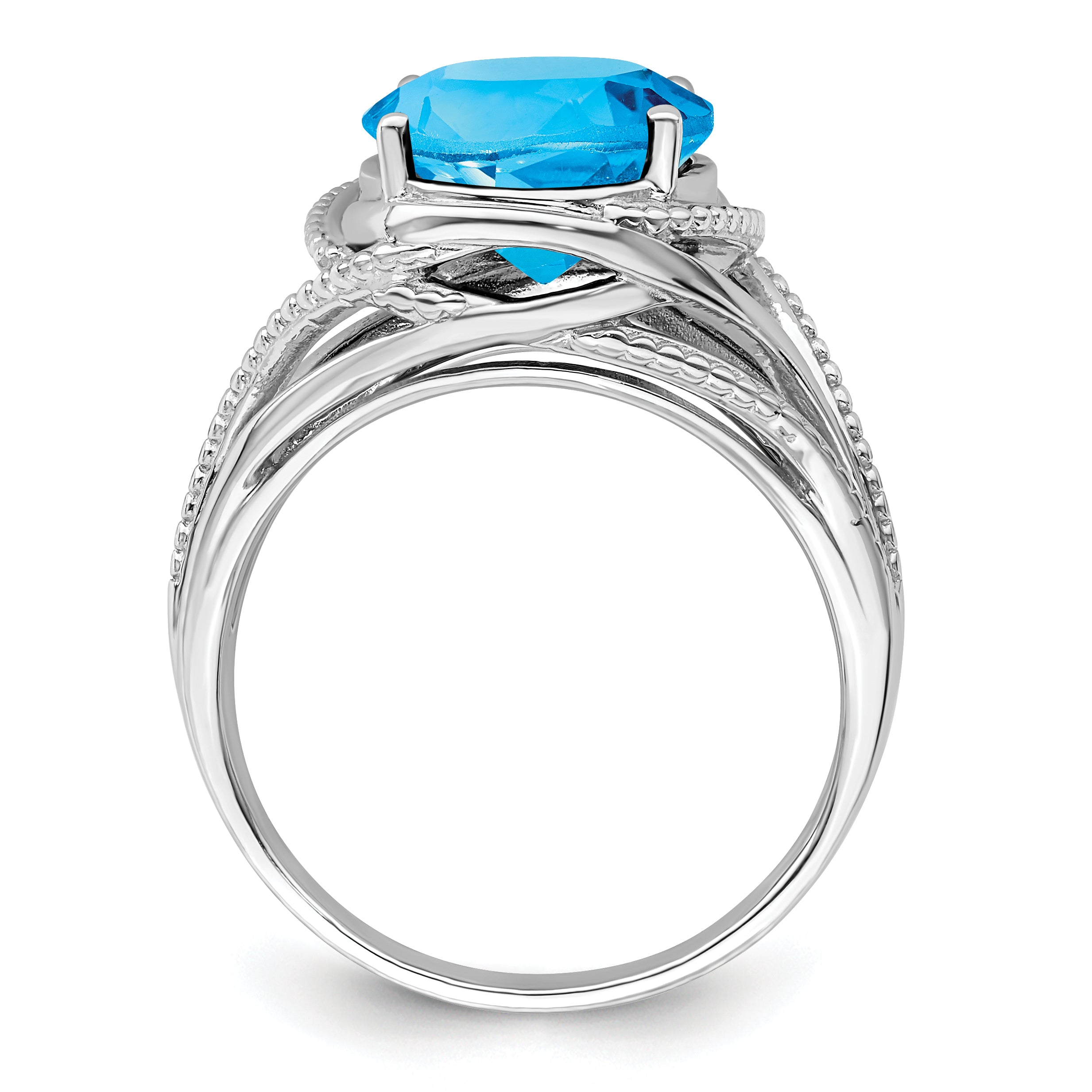 Sterling Silver Rhodium Blue Topaz Ring Secondary image