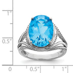 Sterling Silver Rhodium Blue Topaz Ring