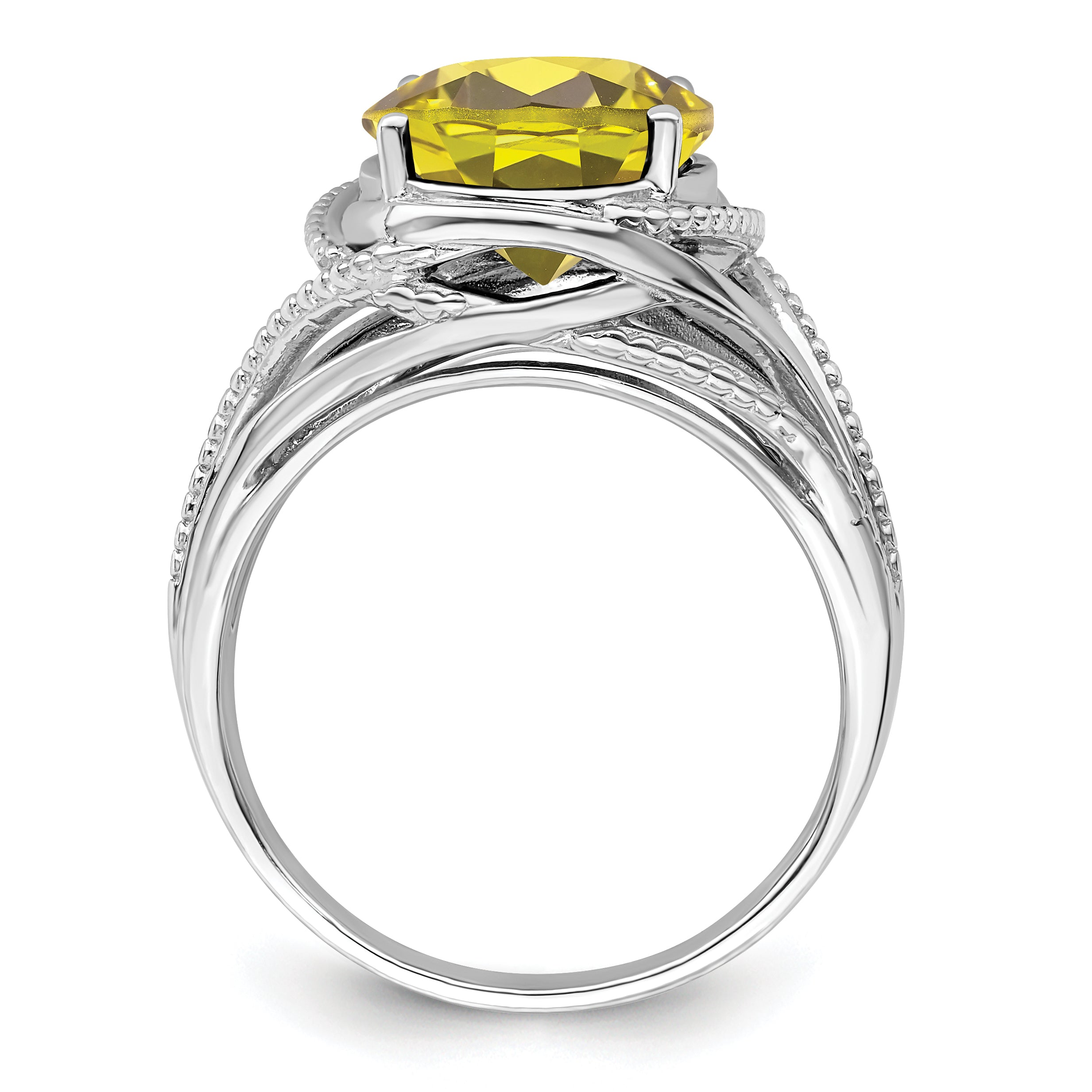 Sterling Silver Rhodium Lemon Quartz Ring Secondary image