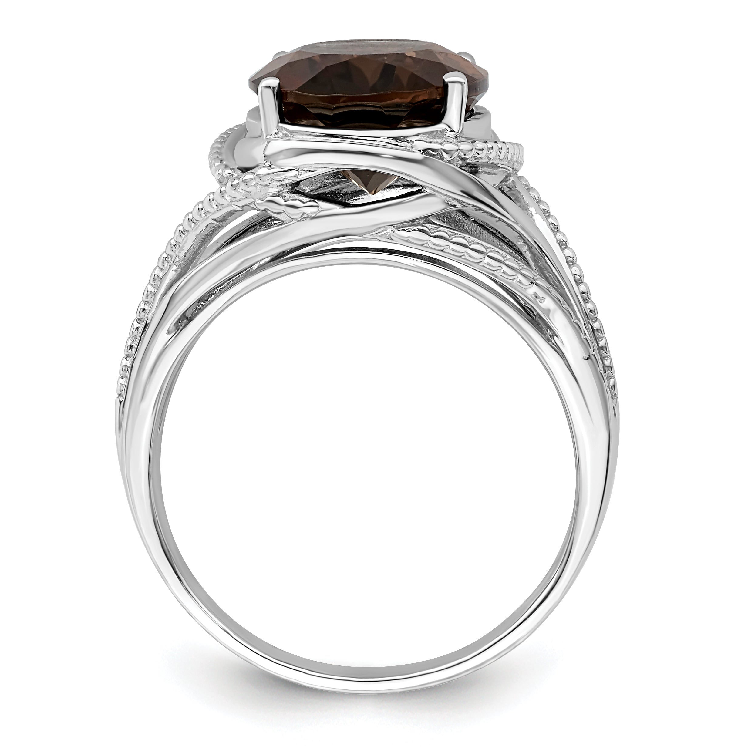 Sterling Silver Rhodium Smoky Quartz Ring Secondary image