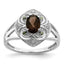 Sterling Silver Rhodium Oval Smoky Quartz & Diam. Ring