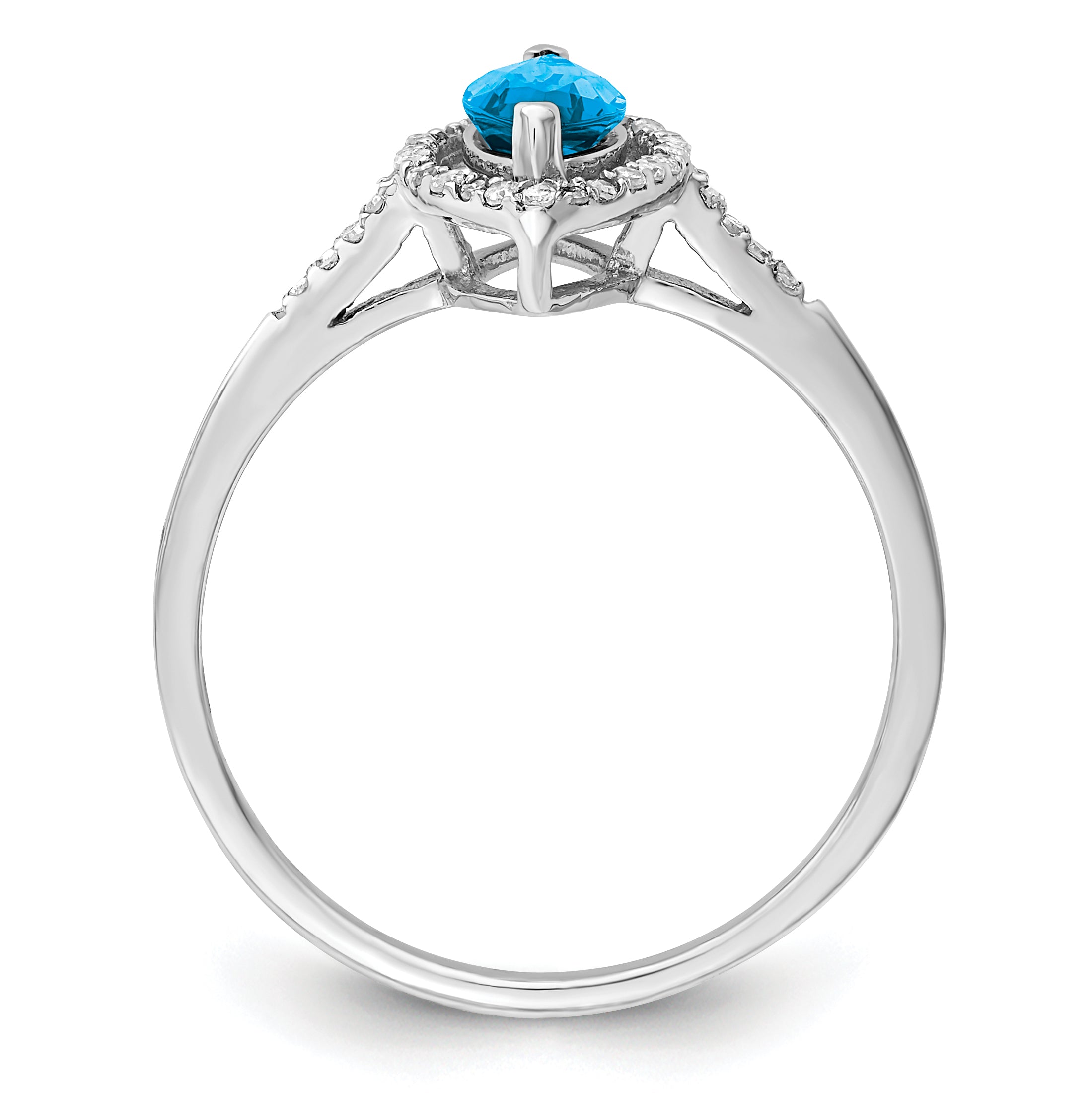Sterling Silver Rhodium Blue Topaz & Diam. Ring