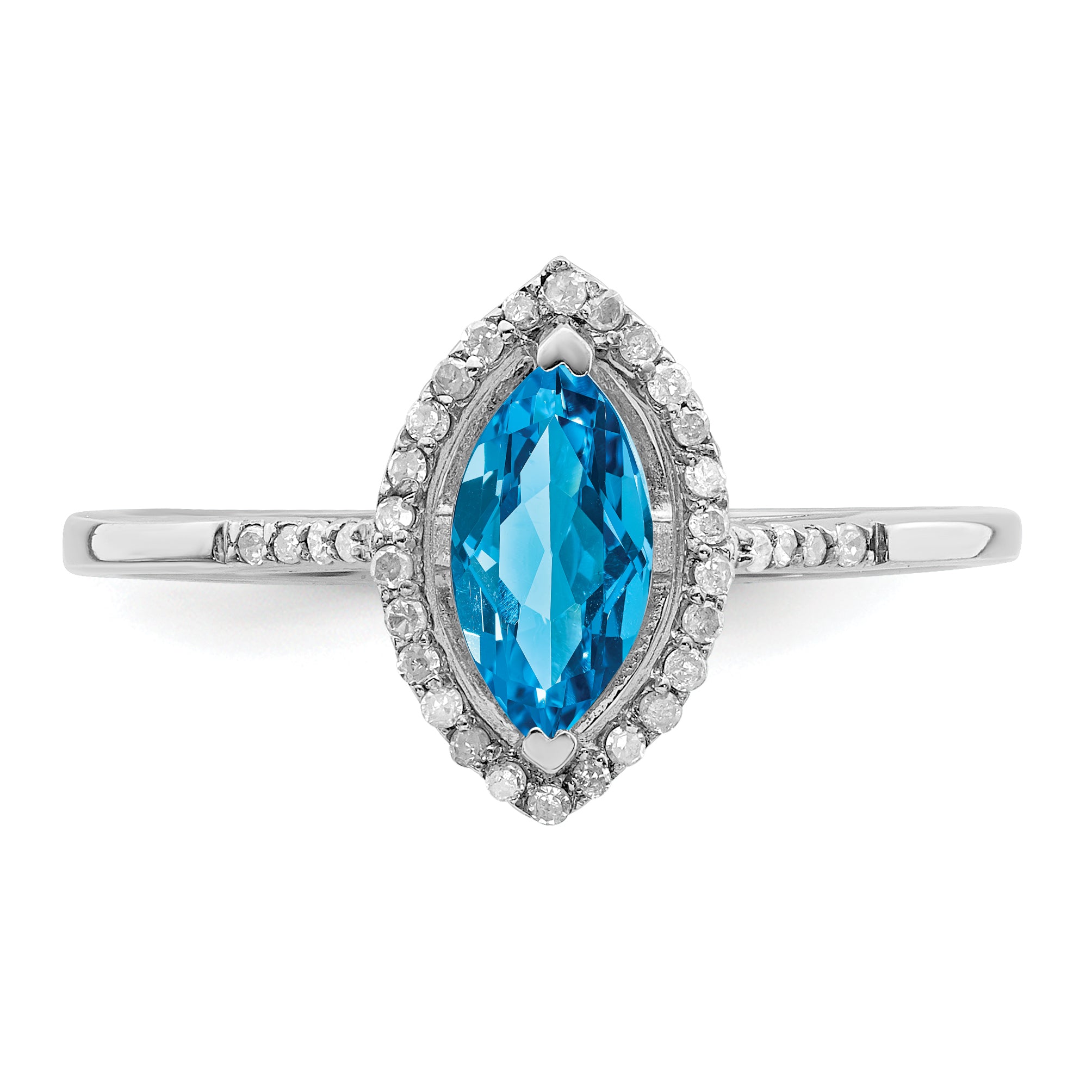 Sterling Silver Rhodium Blue Topaz & Diam. Ring