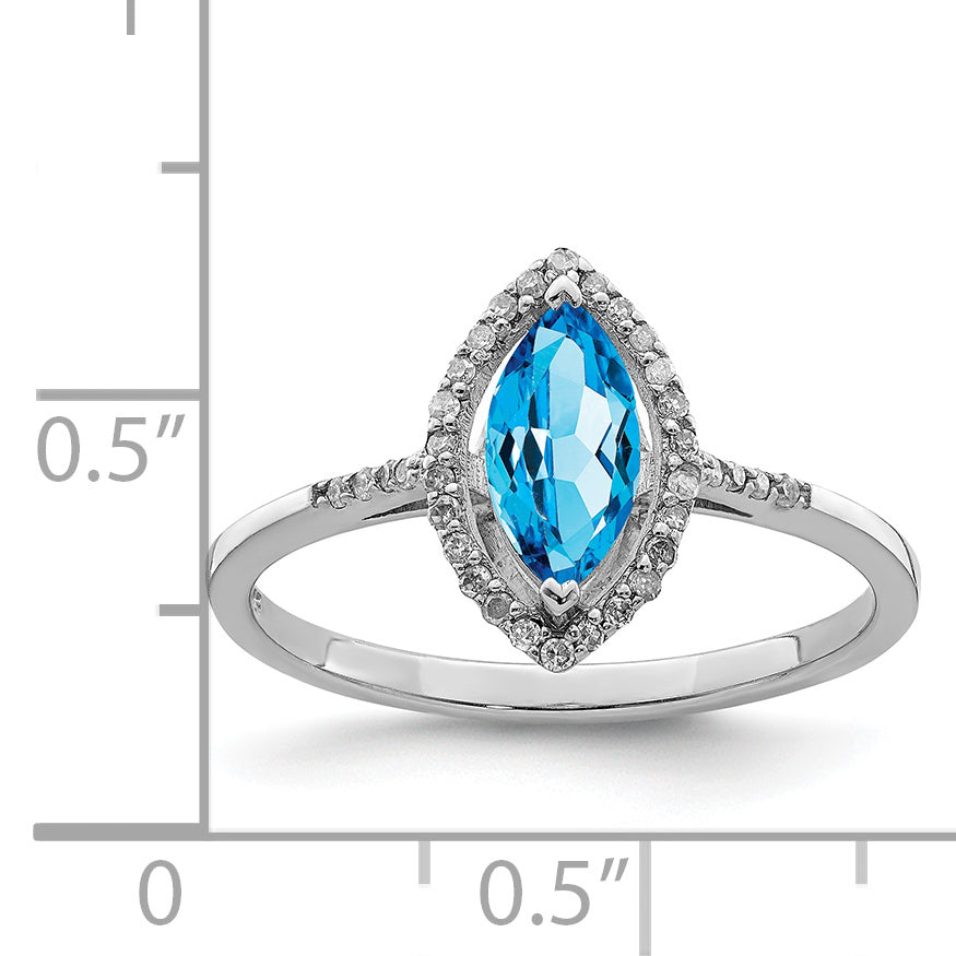 Sterling Silver Rhodium Blue Topaz & Diam. Ring