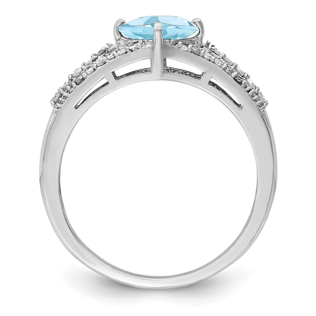 Sterling Silver Rhodium Diam. & Sky Blue Topaz Ring
