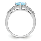 Sterling Silver Rhodium Diam. & Sky Blue Topaz Ring
