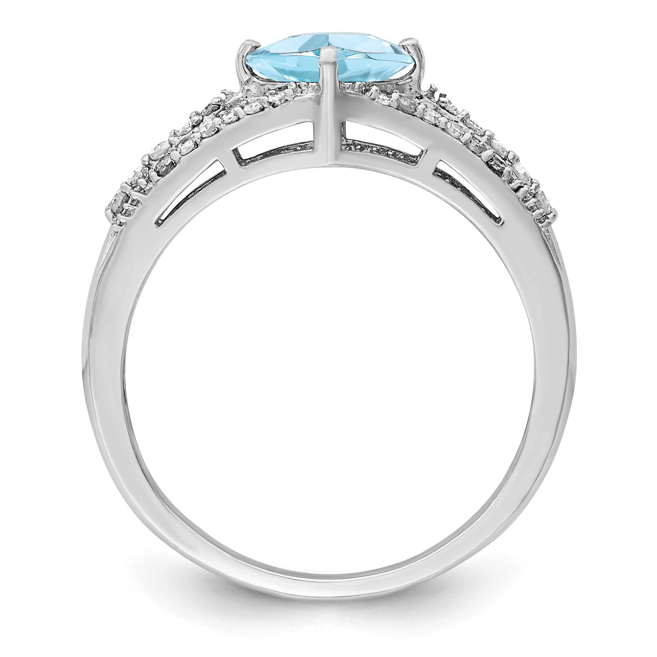 Sterling Silver Rhodium Diam. & Sky Blue Topaz Ring