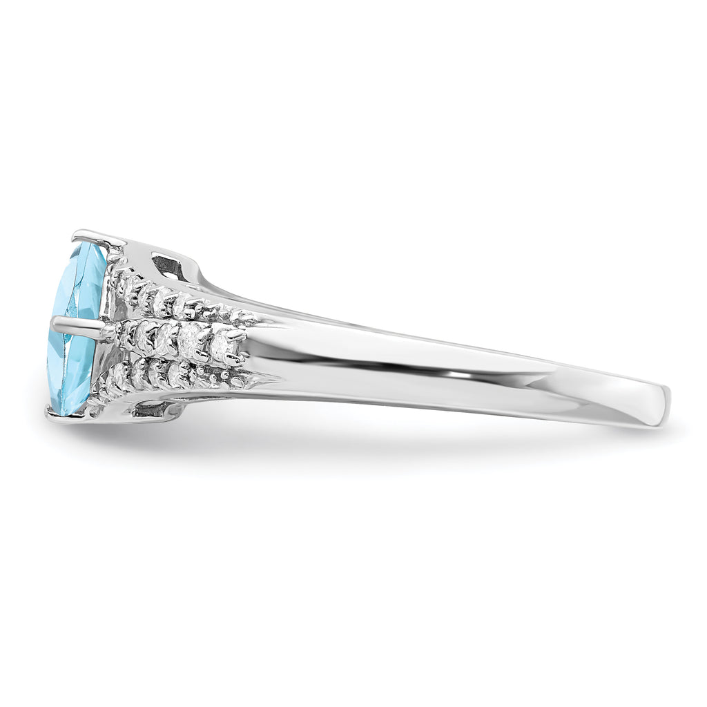 Sterling Silver Rhodium Diam. & Sky Blue Topaz Ring