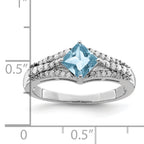 Sterling Silver Rhodium Diam. & Sky Blue Topaz Ring
